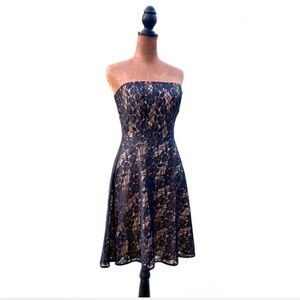 Lace overlay romantic cocktail dress